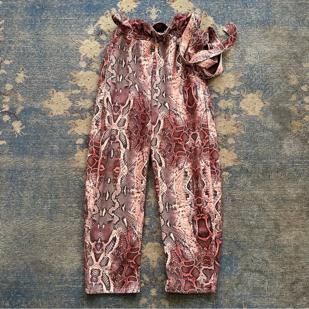 House of Sunny Snake Print Paperbag Trouser Pant 4 - Picture 4 of 6